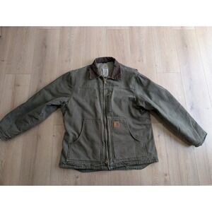 VTG Carhartt Heavy Duty Green Sherpa Lined Sandstone Ridge Coat Large C61 ARG